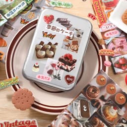 30P Die-Cut Sticker Book - Japanese Food & Dessert Vintage Showa Style - Glitter Matte Glossy Finish - 650+ Cute Elements