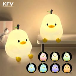 KFV Cute Pear Night Light 7-Color Dimmable Touch-Controlled Night Light Silicone Stress Reducing Pat Duck Lamp USB Rechargeable