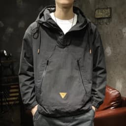 Big Size Zip-up Hoodie Men Jacket Sweatshirt Military Windbreaker Harajuku Hooded Pullover Vintage Long Sleeve Pockets Tops New