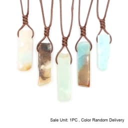 CSJA Healing Crystals Necklaces Irregular Natural Stone Slice Pendant Necklace Pink Quartz Labradorite Tiger Eye Jewelry H090