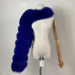 BEIZIRU Women's Real Fur Coat Silver Fox Red Fox Two Sleeve 60CM Length Naked Fashion
