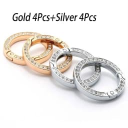 Spring O-Ring Buckle Clips, Alloy Trigger Spring Snap Hook Glossy Rhinestone Key Ring, Creative DIY Keychain Accessories