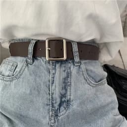 2024 PU Leather Belt for Women Square Buckle Pin Buckle Jeans Black Belt Chic Luxury Brand Ladies Y2k Belt Female Waistband