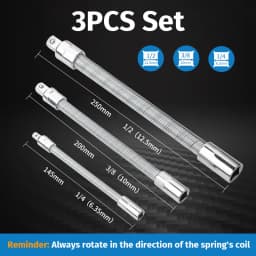 1/3pcs Flexible Shaft Drive Socket Extension Bar High Torque Ratchet Wrench Post Extension Rod 1/4 3/8 1/2 Conversion Head