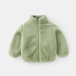 Baby Double Sided Fleece Jacket Spring Autumn Winter Warm Solid Color Versatile Top Inner Outer Wear For Toddler Boys Girls