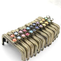 10pcs 8.5cm Lotus Head Beads Bronze Flat Edges Square Metal Purse Frame Handle for Clutch Bag Accessories Making Kiss Clasp