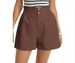 Women's Solid Color Elastic Waist Straight Leg Capri Shorts with Button Zipper Pockets for Travel Camping Streetwear Everyday