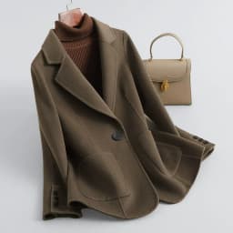 Women's Suit Collar Double-sided Cashmere Wool Coat 2024 Fall Winter Chic Ladies Single Button Loose 100% Woolen Blazer Jackets