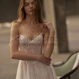 Eightree Boho Beach A-Line Wedding Dresses Spghetti Straps Lace Split Bridal Dress Princess Wedding Ball Prom Gowns Customized