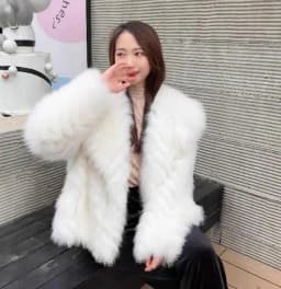 Imitation Fur Short Coat Woven Rex Rabbit Fur Green Long Hair Lapel Winter Coat