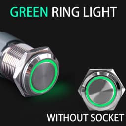 16 19 22mm With Wire Waterproof Metal Push Button Switch LED Ring/Power Light Momentary Latching 5/12/24/220V Silver1NO1NC