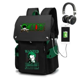 One Piece Zoro Print School Backpack Large Capacity Casual Daypack Travel Bag for Kids Teens