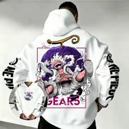 One Piece Gear 5 Luffy Devil Fruit Hoodie 2026 New Japanese Anime Fashion Y2K Casual Sportswear Men's Couple Hooded Sweatshirt