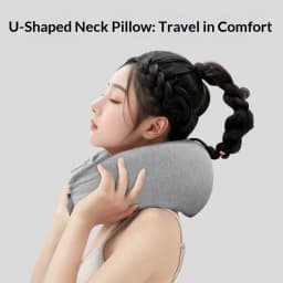 Homefish Lightweight U Shape Travel Neck Pillow Adjustable Polyester Neck Support With Storage Pouch Airplane Travel Accessory