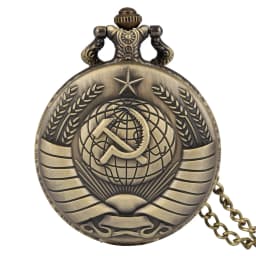Fashion Silver & Golden Soviet Sickle Hammer Style Quartz Pocket Watch Men Women Pendant Gift Drop Shipping