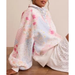 Combhasaki Half Button Collared Y2k Flower Sweatshirts Pink Floral Womens Vintage Bohemian Daily Streetwear Hoodies Pullover Top