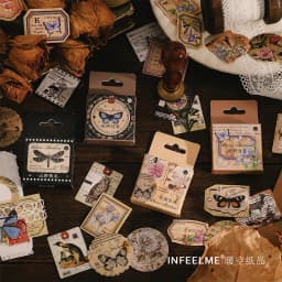 46pcs Vintage Mini Box Stickers for DIY Scrapbooking Journaling Collage Photo Album Sealing Decorative Stationery