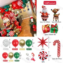 Christmas Balloon Arch Green Gold Red Box Candy Balloons Garland Cone Explosion Star Foil Balloons New Year Christma Party Decor