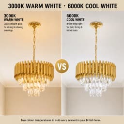 Gold Crystal Chandelier, Modern Luxury 3-Tier K9 Crystal Chandelier Light Fixture, Adjustable Chain Hanging Pendant Light for Dining Room Living Room Kitchen Island Bedroom Foyer Entryway Hallway