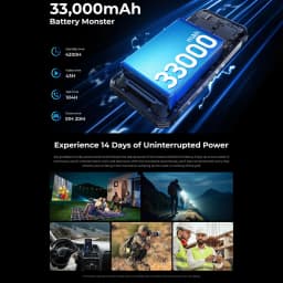 OUKITEL WP100 Plus Rugged Phone 6.8" FHD+ Display Android 16 12GB+512GB 33000mAh 64MP eSIM Camping Light NFC 4G Smartphone