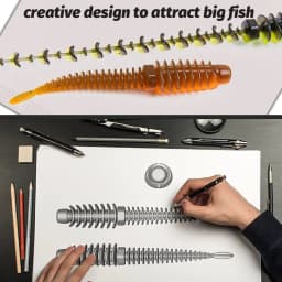 10PCS Soft Lures 6.5cm 7.5cm 8.5cm Thread TPE Worm Jig Hook Carp Fishing Crankbait Pesca Swimbait Gear Fishy Flavor Silicon Bait
