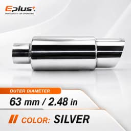 EPLUS Universal Car&Motorcycle Stainless Steel Exhaust Muffler Slant Cut Tip Car Exhaust Resonator 51/57/63mm Inlet