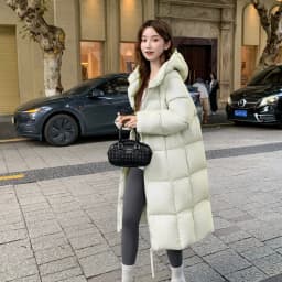 2025 Winter Down Cotton Coat Women Long Windproof Warm Long Sleeve Hooded Jacket Solid Color Slim Lady Parkas Overcoat Female
