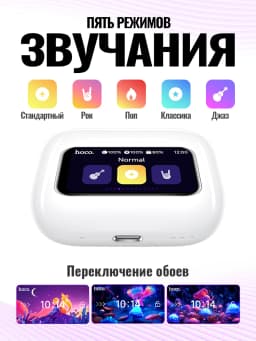 HOCO EW72 Wirelss Bluetooth 5.4 ANC Noise Reduction Earphone With LED Full Touch Smart Screen Charging Box Music Sports Earbuds