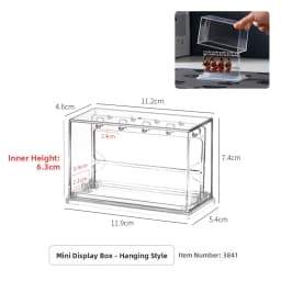 Keychain Display Stand Dustproof Box Storage Organizer with Hook Badge Showcase INOMATA Children's Bedroom Plastic