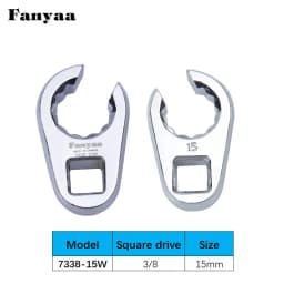 Fanyaa Hand Tool Individual 3/8 Inch Sqaure Drive Flare Nut Plum Hole Clamp Tool Wrench Head 10-19mm Replacement Part Head