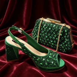 2026 Chic Fuchsia Peep Toe Heels with Sparkling Diamond Accents - Italian Designed Matching Pump and Bag Set for Stunning Party