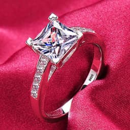 With Certificate Luxury 18K White Gold Rings,100% Solid Silver 925 Ring, High Quality Zirconia Diamond Wedding Band for Women