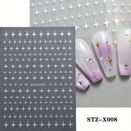 1/4 PCS 3D Metal Silver Golden Starburst Nails Stickers Manicure French Nail Art Decoration Decal Y2K Nail Art Tips Nail Charm