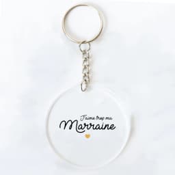 Best Godmother In World Print Keychain Circle Monogram Acrylic Keyring Fashion Key Chain Festive Birthday Gifts for Marraine