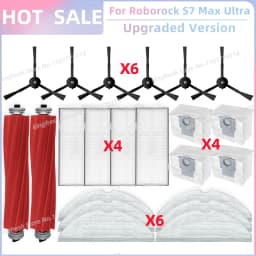 Fit for Roborock S7 Max Ultra Q100TSC Parts Main Roller Side Brush Hepa Filter Mop Pad Cloth Dust Bag Replacement Accessories