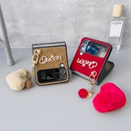 Pearl Love Plush Pendant Phone Case for Samsung Galaxy Z Flip 7 FE 5g ZFlip 6 Z Flip 7 6 5 4 3 Love Heart Plush Shockproof Cover