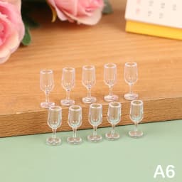 10Pcs Mini Red Wine Cup Simulation Furniture Wine Glass Goblet for Dollhouse Decoration 1:12 Dollhouse Miniature Accessories