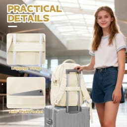 Elegant White Japanese-Style Backpack for School Girls Boys Travel Backpack Laptop Backpack Casual Daypack, Bags for Travel