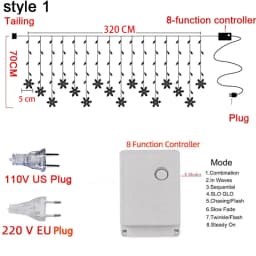 3.5M Christmas Lights LED Fairy String Lights Snowflake Curtain Garland Waterproof For Holiday Party Xmas Decoration 2026