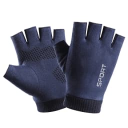 Men Winter Suede Leather Plush Thick Half Finger Touch Screen Warm Driving Glove Men's Sport Letter Cycling Riding Mitten P10