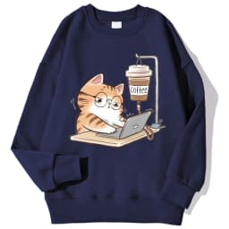 Work Cats That Cannot Do Without Coffee Womens Hoody Loose Comfortable Hoodies Harajuku Fleece Hoodie Fashion Autumn Men Top