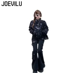 Women's Low Rise Cargo Jeans Black Detailed Micro Flare Pants Petite Lengthening Tummy Control Workwear Pants Y2K Streetwear