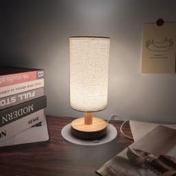 1PC Cozy Wooden Bedside Lamp Linen Shade USB LED Night Light Warm Glow Table Lamp for Bedroom Decor