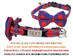 Personalized Cat Collar Name ID Bowknot Safety Breakaway Bow Tie Buckle Plaid Chihuahua Necklace Elastic Adjustable Dog Collar