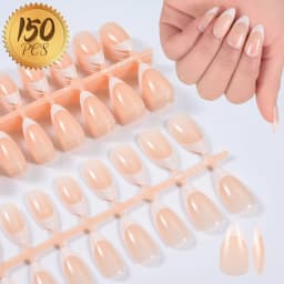 150Pcs/set White French Gel Nail Tips Medium Almond Nude Pink Press On Nail French Tips Matte/Glossy Frosted Soft Gel Nail Tips