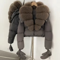 OFTBUY New Short Outerwear Hood Duck Down Luxury Real Fur Down Jacket with Removable Gloves Women Puffer Coat with Real Fox Fur