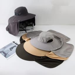 100%Polyester Men's Hat Summer Outdoor Sun Protection Wide Brim Hat Anti-Uv Sun Hat Shawl Removable Mountaineering Fish Hats
