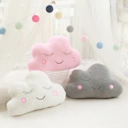 Shy Sky Plush Throw Pillow Stuffed Cloud Moon Star Water Drop Soft Cushion Pink White Grey Colorful Back Support Plushie Decor