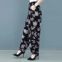 Cotton Silk Pants Women New Spring Summer Elastic High Waist Harem Pants Fashion Printed Casual Wide Leg Pants Female Trousers