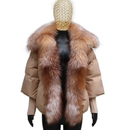 2026 Winter Real Fox Fur Collar White Duck Down Padded Down Jacket Regular Fashion Warm Big Fur Collar Women's Coat